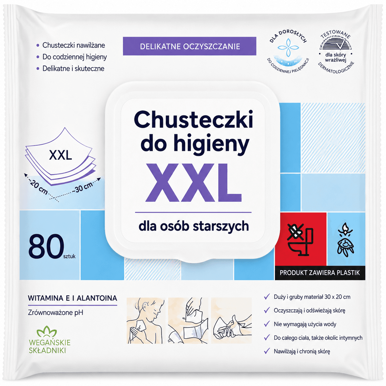 Chusteczki do higieny XXL dla osób starszych - codzienna higiena bez wysiłku!